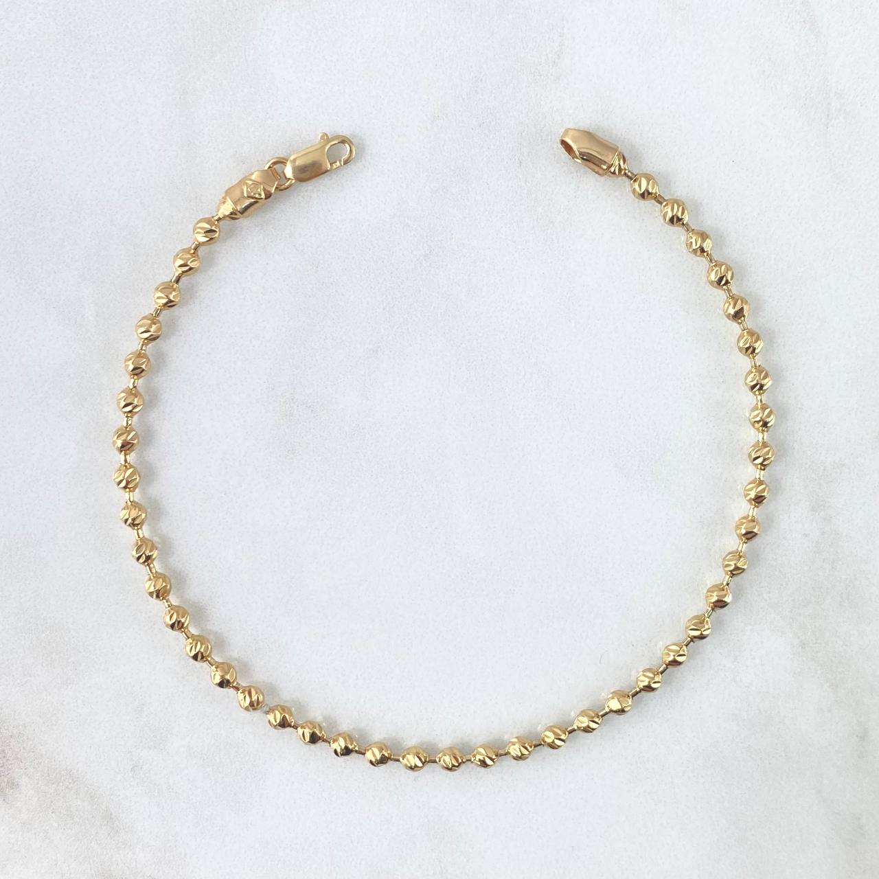 Pulso Militar 8.55gr / 20cm / 3.4mm Diamantada Oro Amarillo 18K