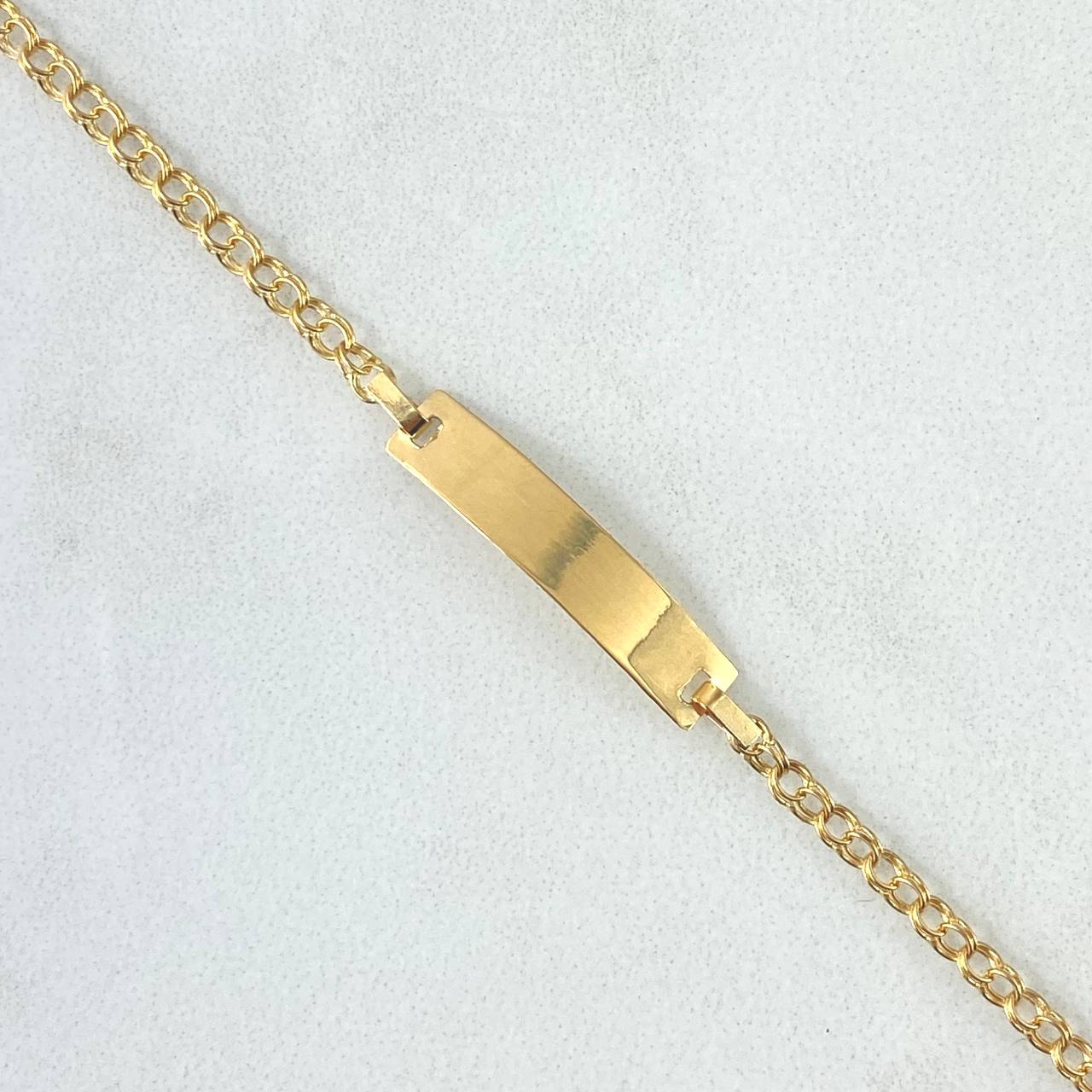 Pulso Aro Seguido 1.35gr / 14cm-15cm / 2mm Placa Rectangular Curva Oro Amarillo *