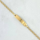 Pulso Aro Seguido 1.35gr / 14cm-15cm / 2mm Placa Rectangular Curva Oro Amarillo *