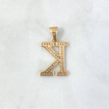 Dije Letra K 3.7gr / 3.2cm / Circones Blancos Oro Amarillo