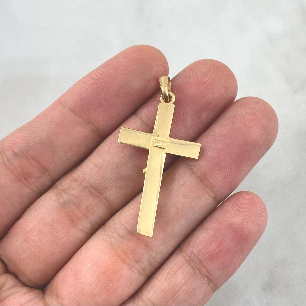Dije Cruz Cristo 3.7gr / 3.8cm / Cuadriculada Oro Amarillo