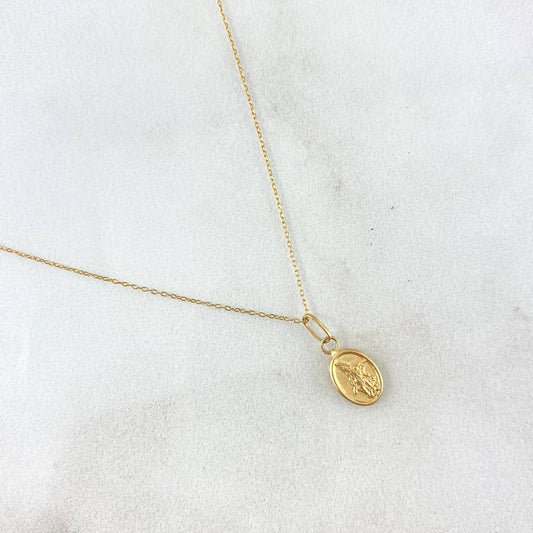 Cadena Aro Seguido 0.55gr / 40cm + Dije San Miguel Arcangel Mate 0.25gr / 1.45cm Oro Amarillo (Oferta) ©