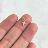 Dije Cruz 0.55gr / 2cm / Circones Blancos Oro Amarillo 18K