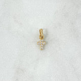 Dije Cruz 0.55gr / 2cm / Circones Blancos Oro Amarillo 18K