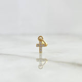 Dije Cruz 0.55gr / 2cm / Circones Blancos Oro Amarillo 18K
