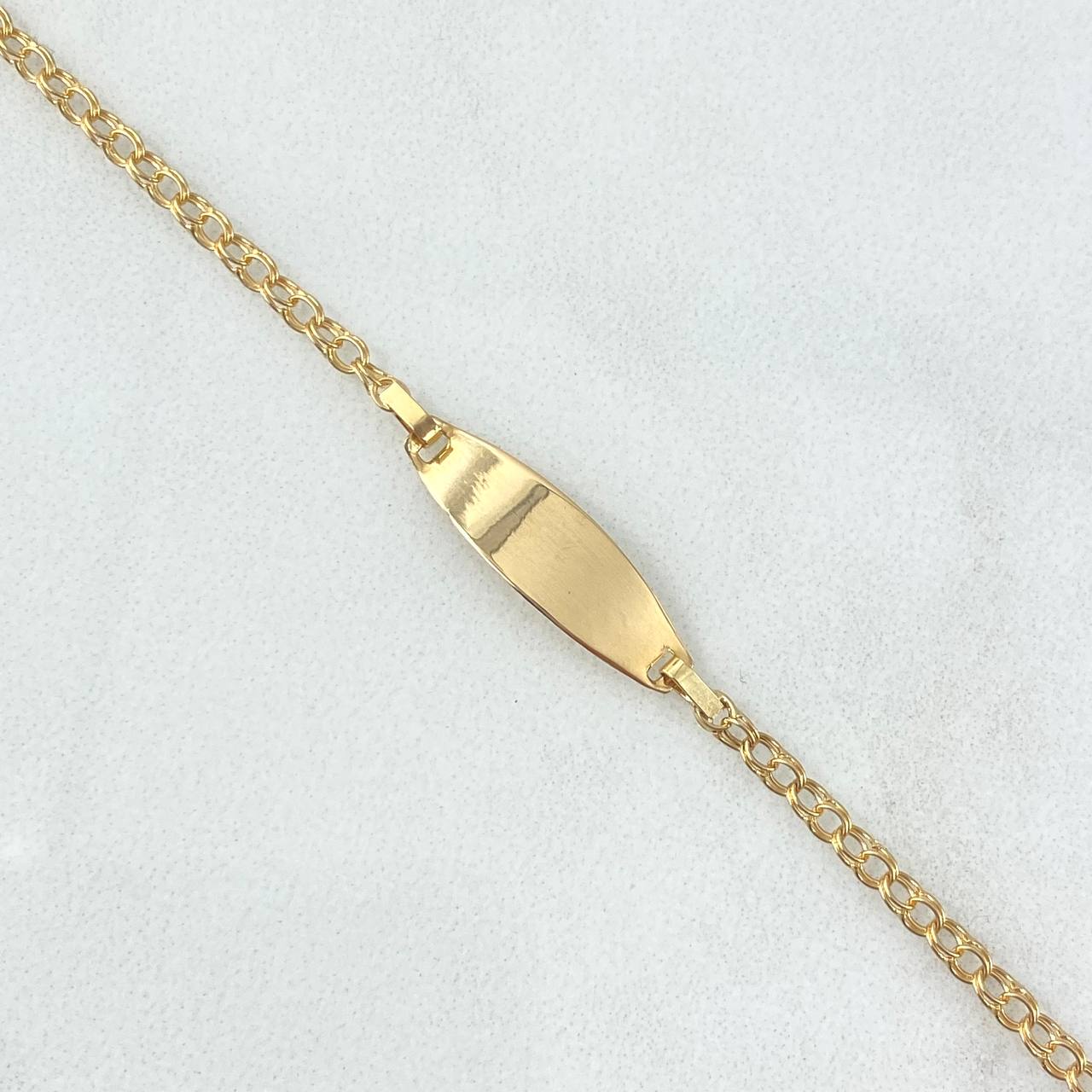 Pulso Aro Seguido 1.3gr / 13.5cm-15cm / 2mm Placa Ovalada Lisa Oro Amarillo