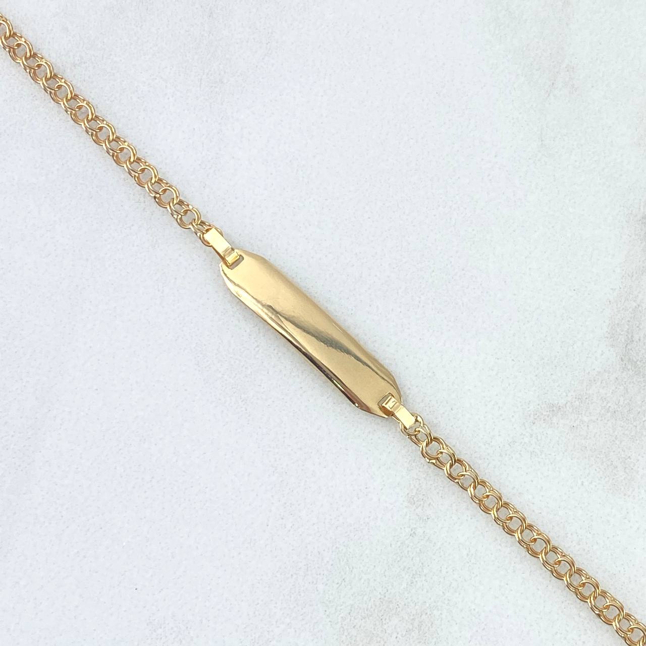 Pulso Aro Seguido 1.4gr / 13.5cm-15cm / 2mm Placa Rectangular Octagonal Oro Amarillo
