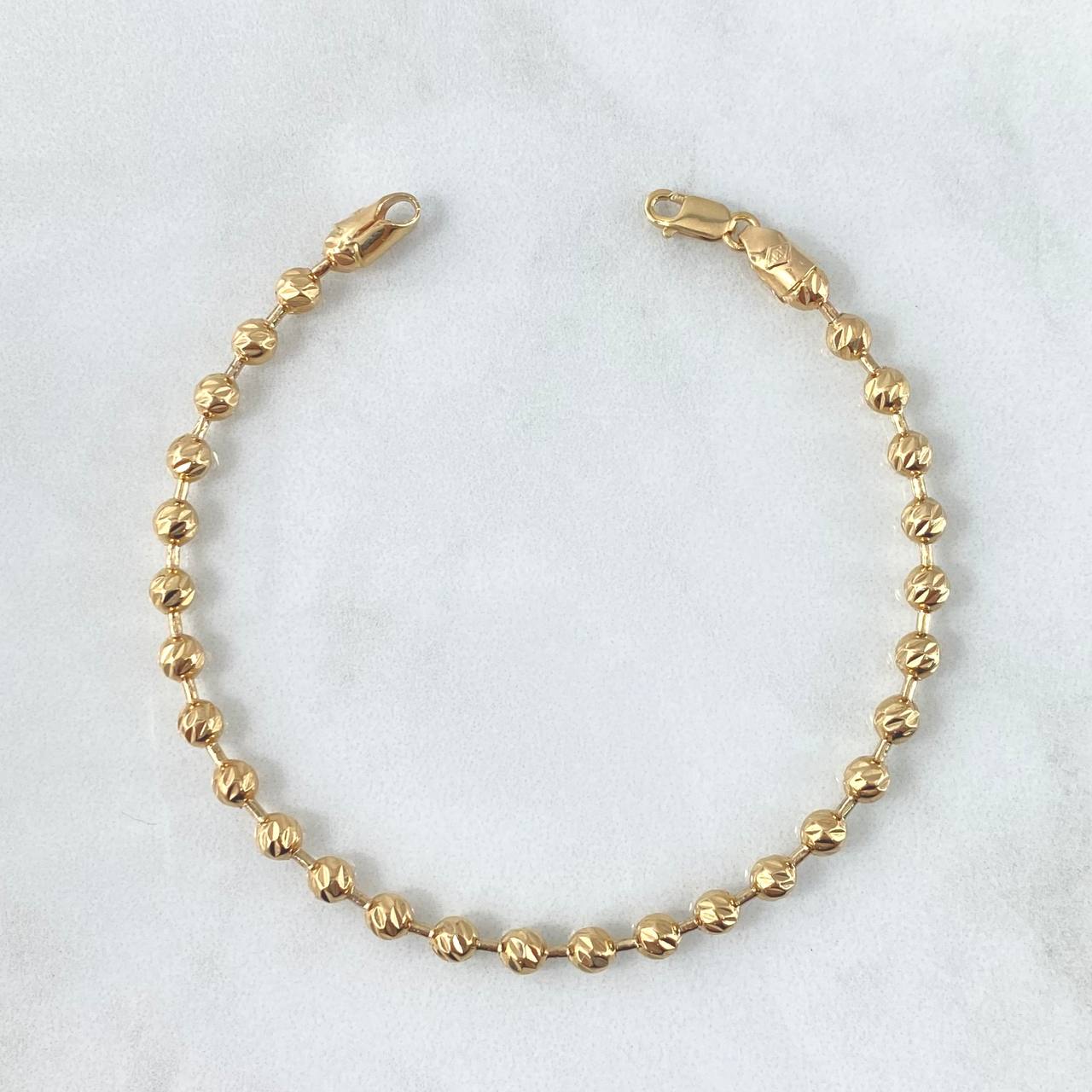 Pulso Millitar 7.4gr / 19cm / 4mm Bola Diamantada Oro Amarillo *
