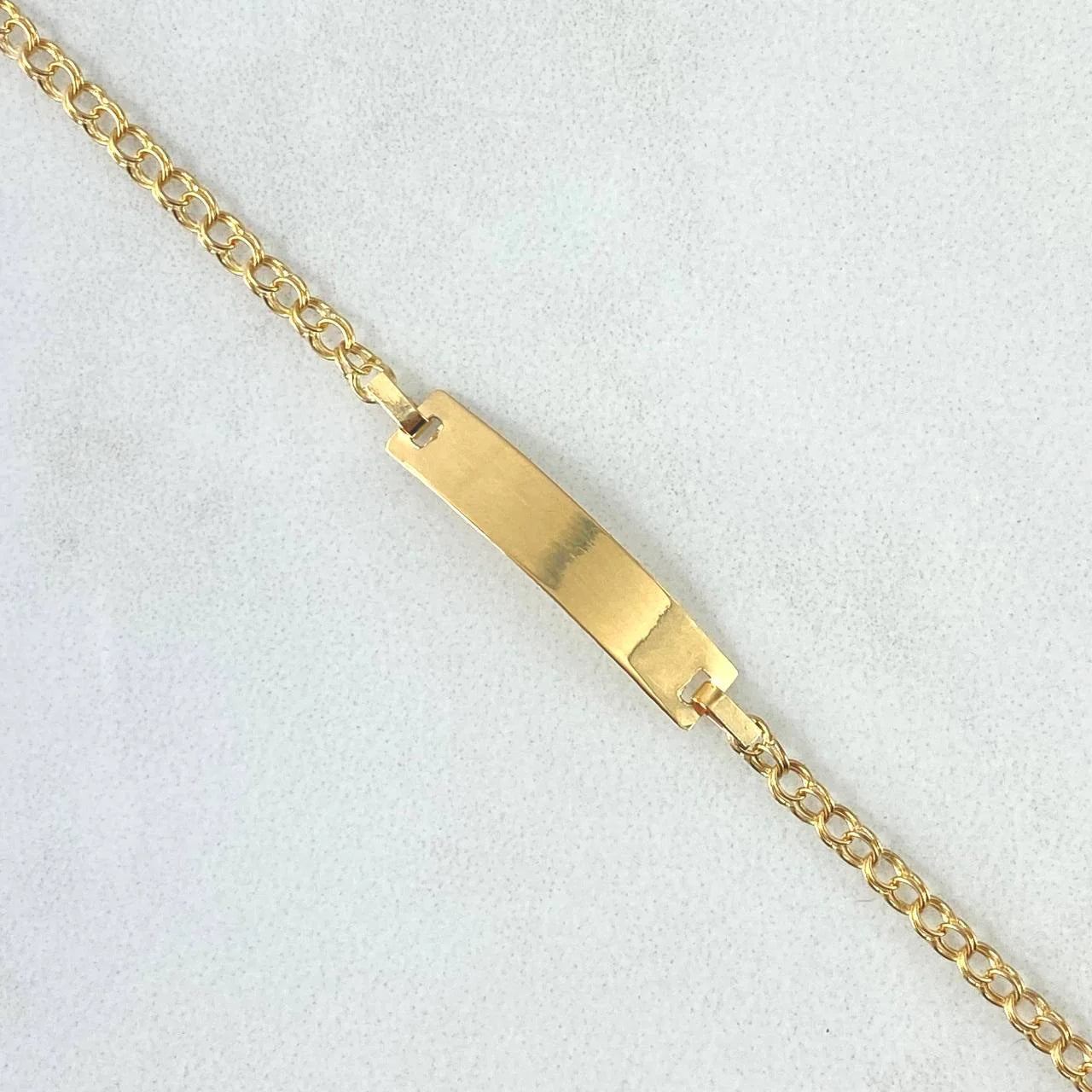 Pulso Bebé Aro Seguido Placa Rectangular Curva Lisa 1.25 g / 14.5 - 13 cm / 2.3 mm Oro Amarillo 18K