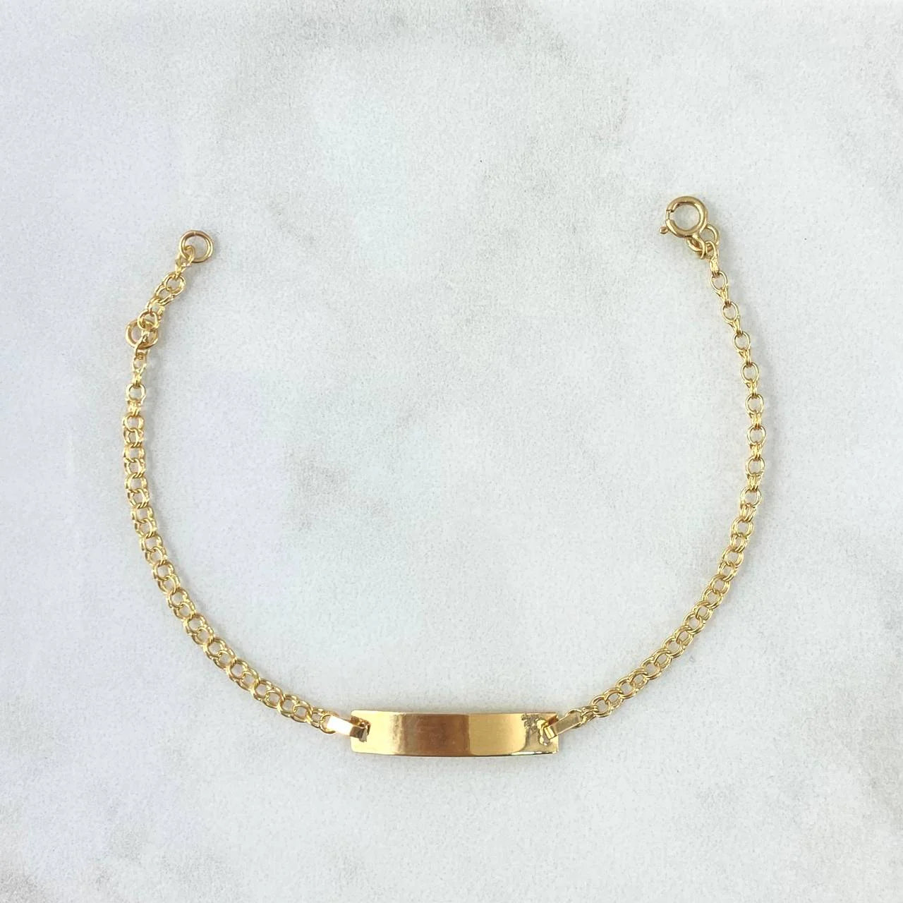 Pulso Bebé Aro Seguido Placa Rectangulo Plano 1.3 g / 14.5 - 13 cm / 2.3 mm Oro Amarillo 18K