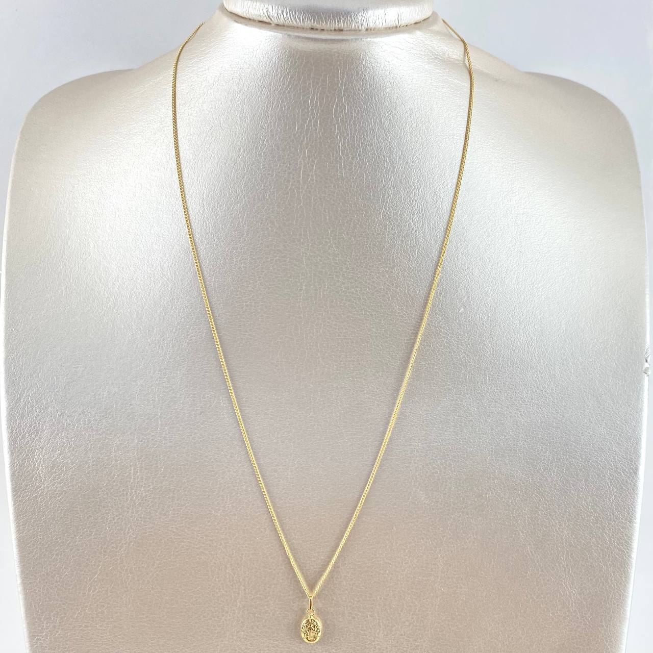 Cadena Mini Cubana 1.1gr / 50cm / 1mm + Dije San Benito 0.35gr / 1.4cm Oro Amarillo (Oferta)