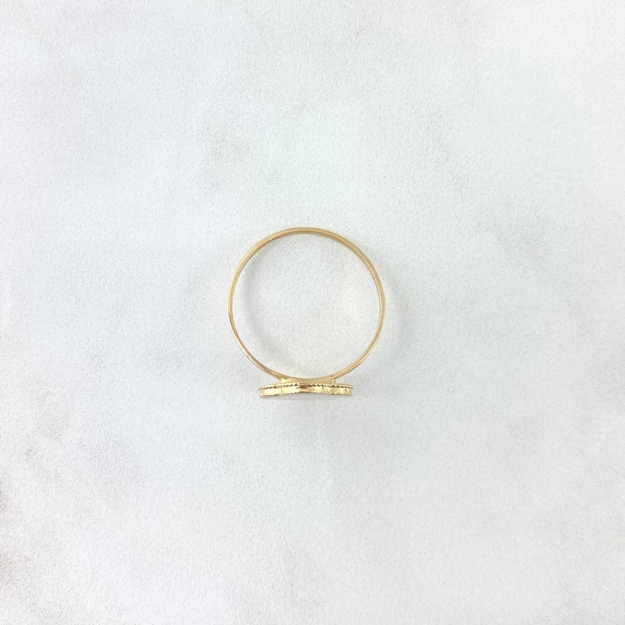 Anillo Trébol VCyA 1.75gr / T8 3/4 / Blanco Electroestático Oro Amarillo