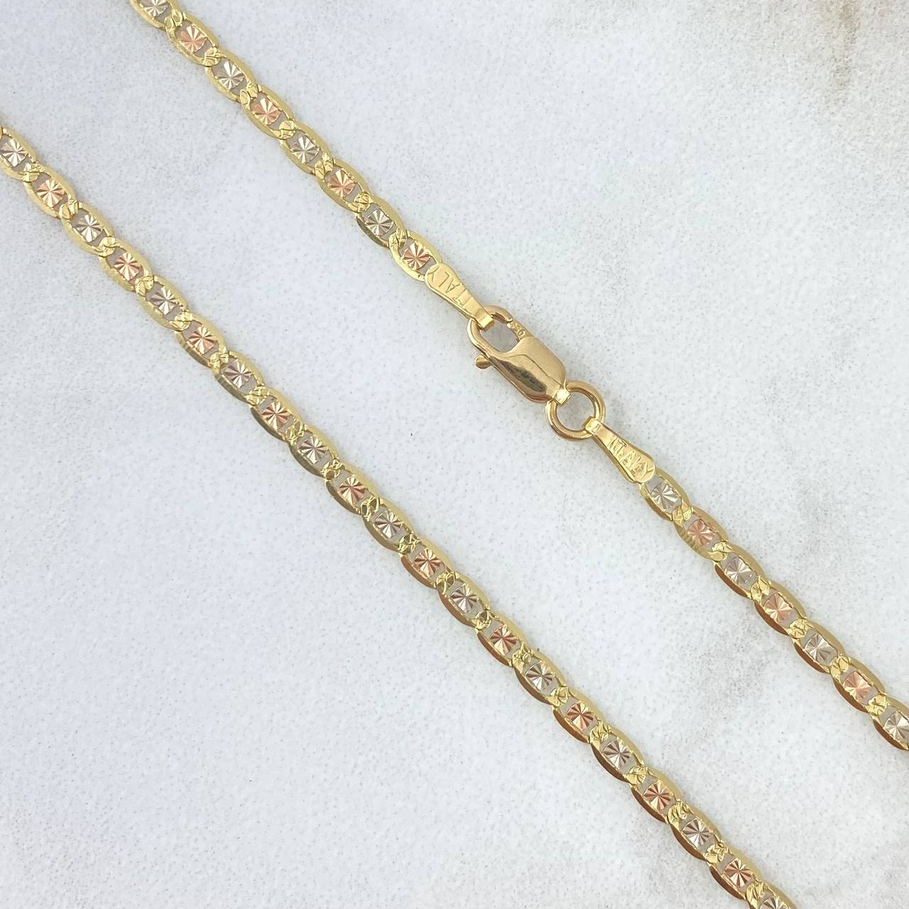 Cadena Plana Diamantada 3.75gr / 40cm / 2.5mm Tres Oros +3