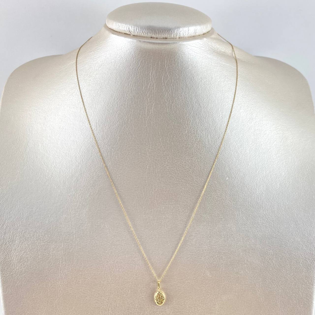 Cadena Aro Seguido 0.5gr / 45cm / 0.5mm + Dije San Benito - Ovalado 0.3gr / 1.4cm Oro Amarillo (Oferta)