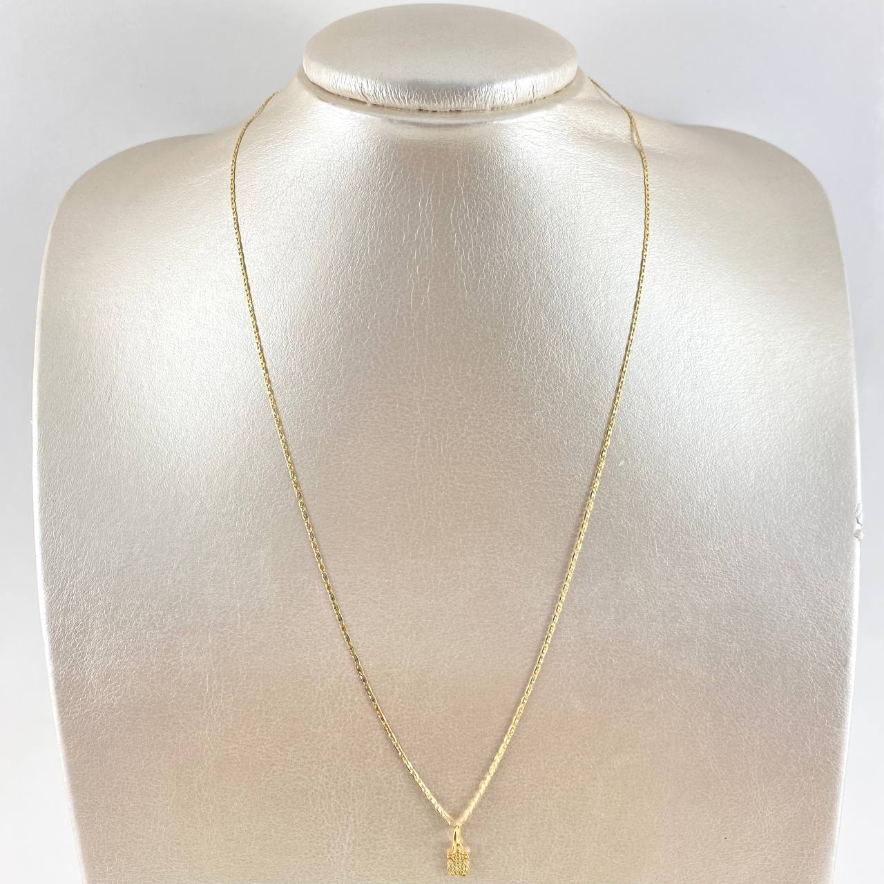 Cadena Plana Diamantada 1.75gr / 50cm / 1.2mm + Dije Oso TS - Circones Blancos 0.35g / 1.3cm Tres Oros (Oferta)