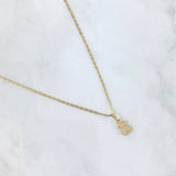 Cadena Plana Diamantada 1.75gr / 50cm / 1.2mm + Dije Oso TS - Circones Blancos 0.35g / 1.3cm Tres Oros (Oferta)