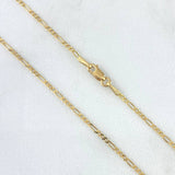 Cadena Figaro 2.55gr / 45cm / 1.5mm + Dije Dinosaurio - Circones Blancos 0.25gr / 1.2cm Oro Amarillo (Oferta)