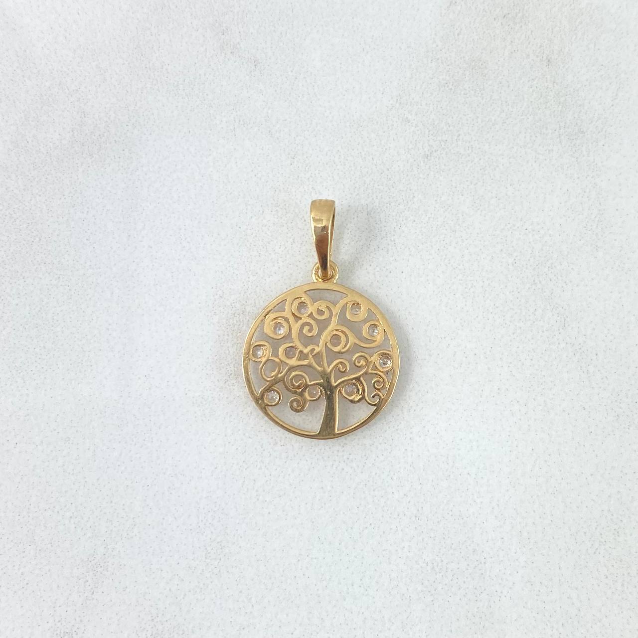 Dije Árbol De La Vida 1.1gr / 2cm / Circular - Circones Blancos Oro Amarillo