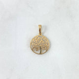 Dije Árbol De La Vida 1.1gr / 2cm / Circular - Circones Blancos Oro Amarillo