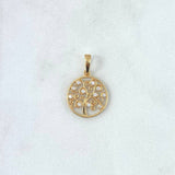 Dije Árbol De La Vida 1.1gr / 2cm / Circular - Circones Blancos Oro Amarillo