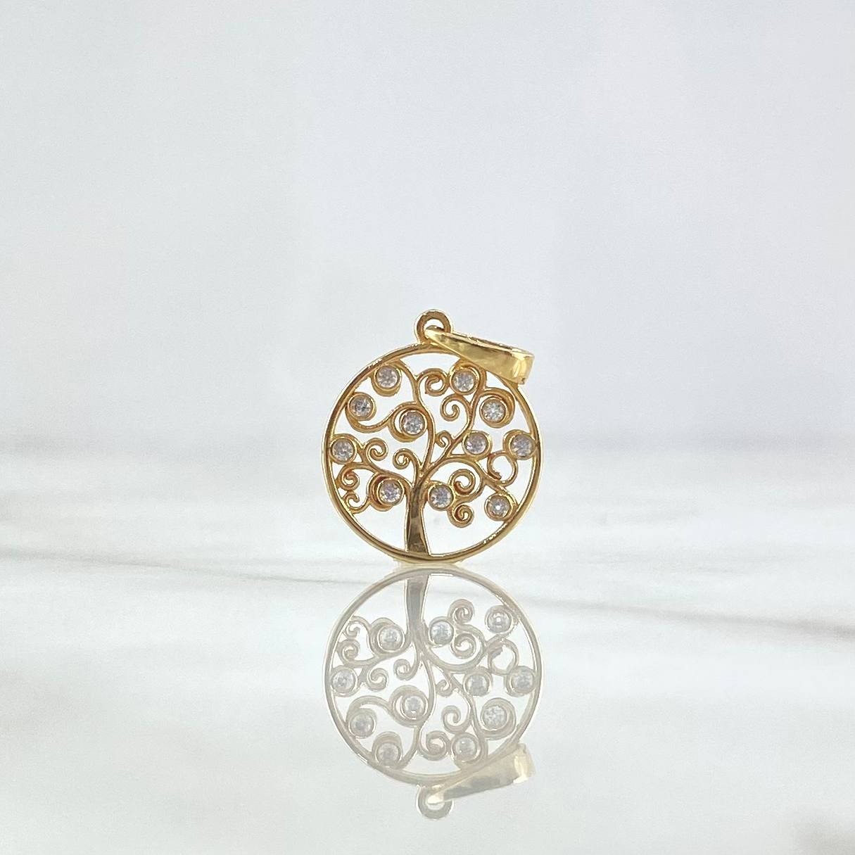 Dije Árbol De La Vida 1.1gr / 2cm / Circular - Circones Blancos Oro Amarillo