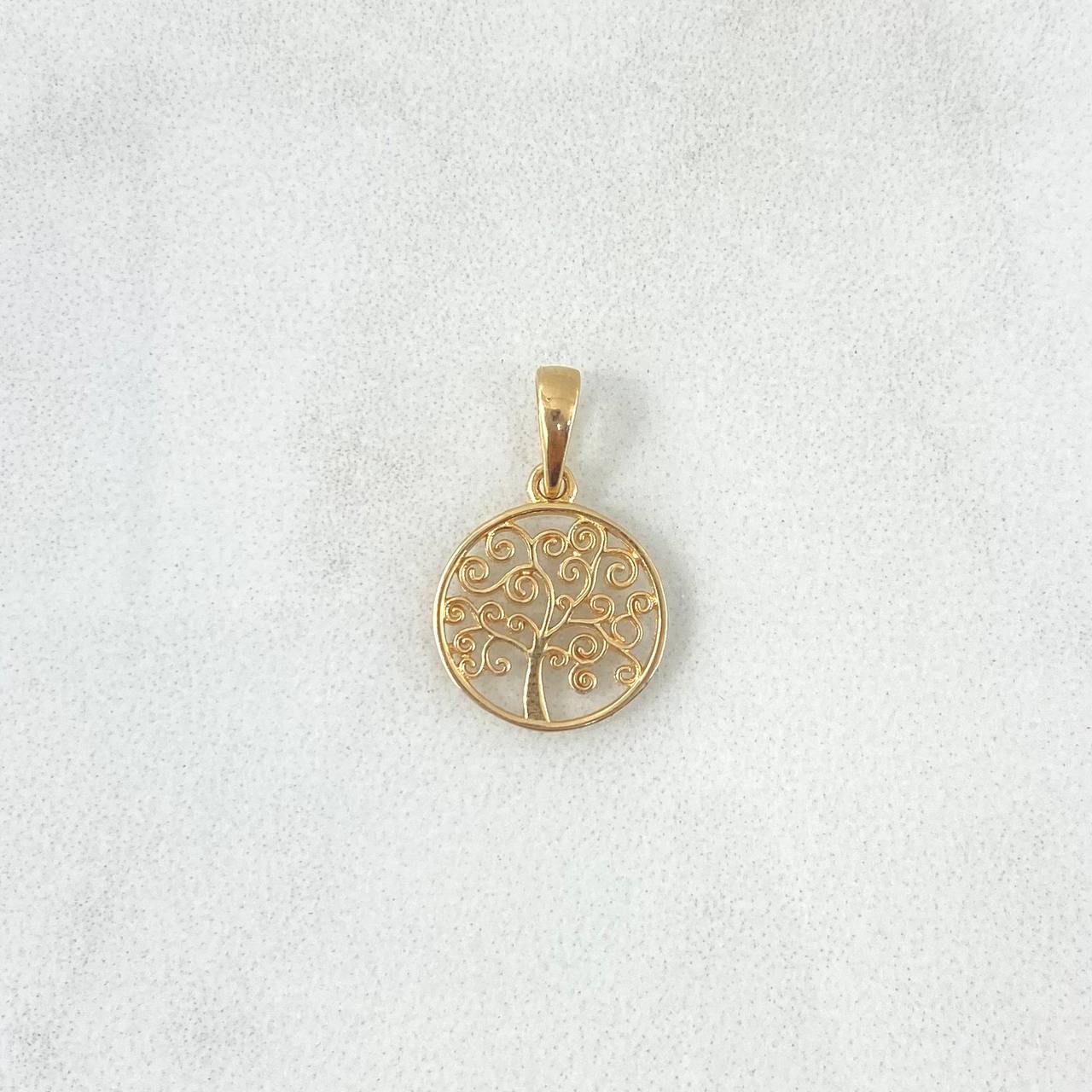 Dije Árbol De La Vida 0.8gr / 1.8cm / Circular Liso Oro Amarillo