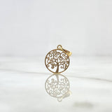 Dije Árbol De La Vida 0.8gr / 1.8cm / Circular Liso Oro Amarillo