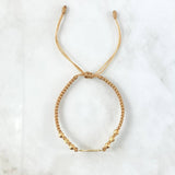 Pulsera Caqui Árbol De La Vida Circones Blancos 1.5gr / 4mm Bolas Lisas - Diamantadas 6 Und Oro Amarillo ©