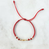 Pulsera Roja Árbol De La Vida Liso 1gr / 3mm Bolas Diamantadas 6 Und Oro Amarillo ©