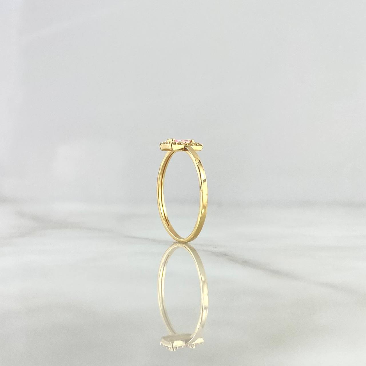 Anillo Recuadro 1.35gr / T7 / Circon Rosado Oro Amarillo ©