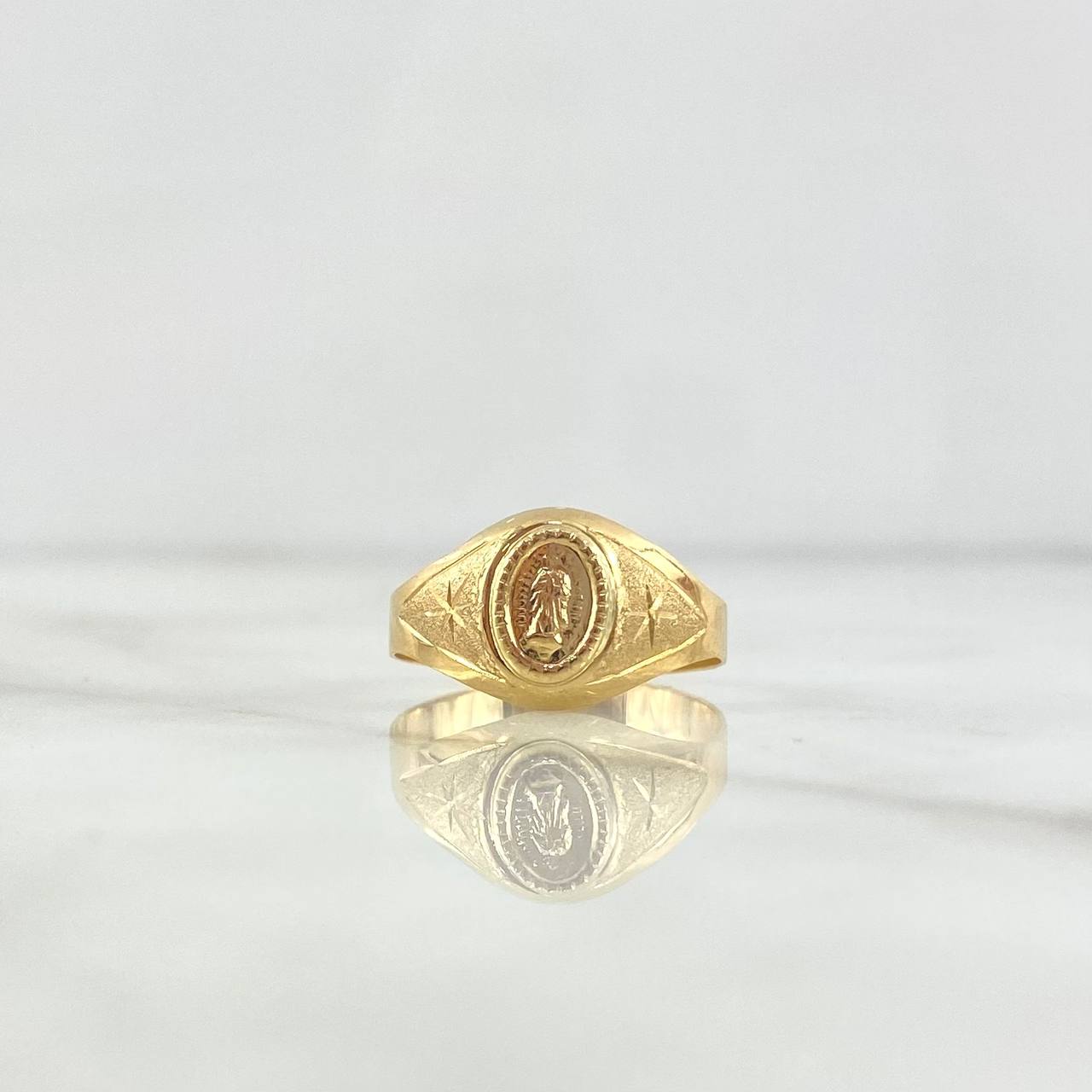 Anillo Virgen Guadalupe Sello Estrellado 1.8gr / T6 1/2 / Oro Amarillo