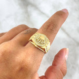 Anillo Sello Corona RX 4.95gr / T10 / Circones Blancos Oro Amarillo 18K ©
