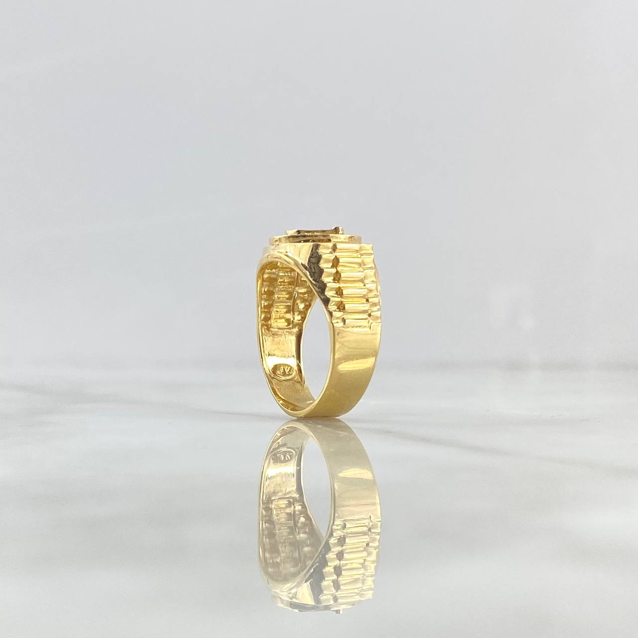 Anillo Sello Corona RX 7.55gr / T11 1/2 / Circones Blancos Oro Amarillo 18K