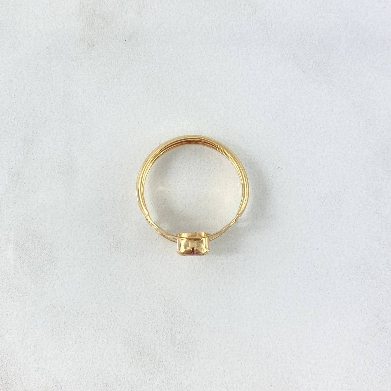 Anillo Estrellas Basteadas 1.45gr / T6 3/4 / Circon Rojo Oro Amarillo