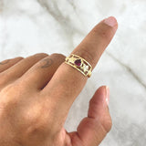 Anillo Estrellas Basteadas 1.45gr / T6 3/4 / Circon Rojo Oro Amarillo