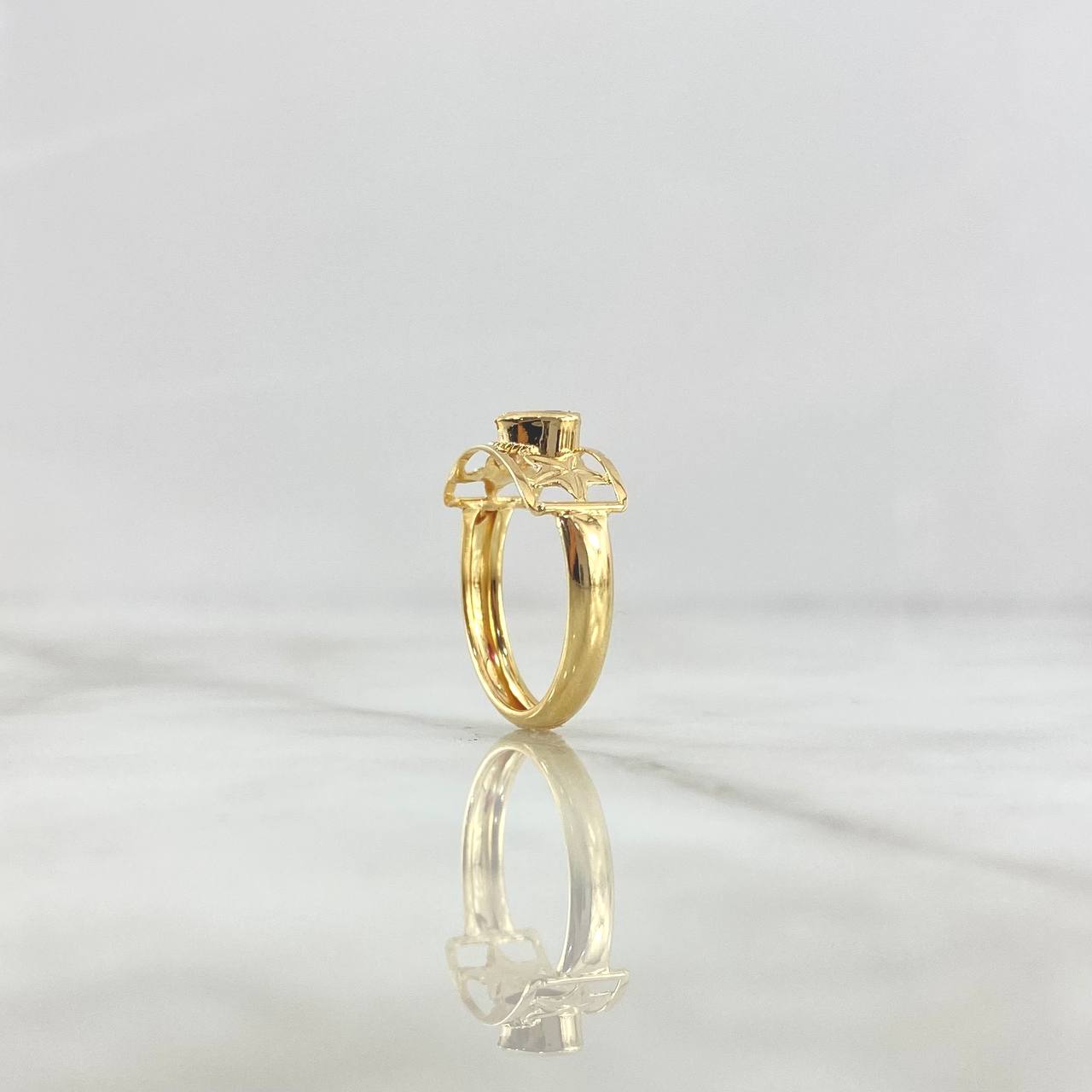 Anillo Estrellas Basteadas 1.45gr / T6 3/4 / Circon Rojo Oro Amarillo