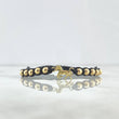 Pulsera Negra Caballo 1.15gr / 4mm Bolas Lisas 10 Und Oro Amarillo