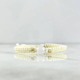 Pulsera Blanca Bola Deseos 3mm Bolas Diamantadas 2 Und Oro Amarillo