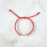 Pulsera Roja Cruz Lisa 0.55gr / 3mm Bolas Diamantadas 2 Und Oro Amarillo