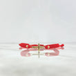 Pulsera Roja Cruz Lisa 0.55gr / 3mm Bolas Diamantadas 2 Und Oro Amarillo