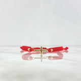 Pulsera Roja Cruz Lisa 0.55gr / 3mm Bolas Diamantadas 2 Und Oro Amarillo