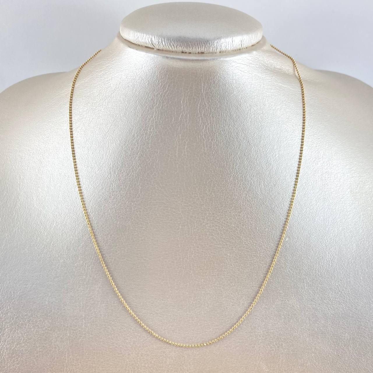 Cadena Militar 2.05gr / 45cm / 1mm Bola Diamantada Oro Amarillo +3