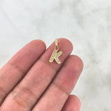 Dije Letra K Silueta 0.65gr / 2.1cm-Circones Blancos Oro Amarillo 18K *
