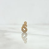 Dije Letra S Cursiva 0.6gr / 1.6cm / Circones Blancos Oro Amarillo