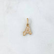 Dije Letra A Silueta 0.7gr / 2.1cm / Circones Blancos Oro Amarillo 18K *