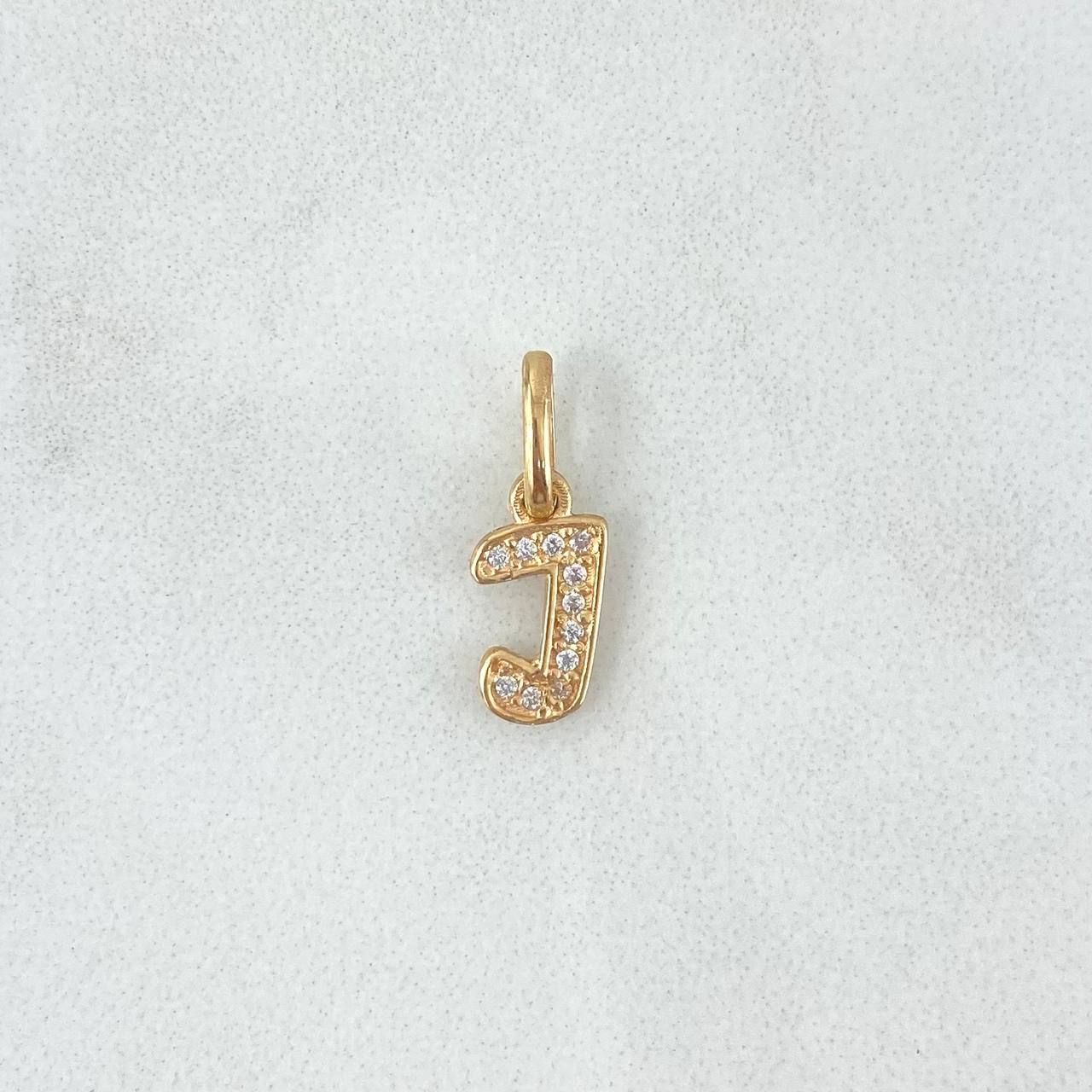 Dije Letra J Cursiva 0.65gr / 1.6cm / Circones Blancos Oro Amarillo