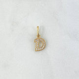 Dije Letra D Cursiva 0.65gr / 1.7cm / Circones Blancos Oro Amarillo