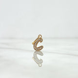 Dije Letra C Silueta 0.5gr / 2.1cm / Circones Blancos Oro Amarillo 18K *