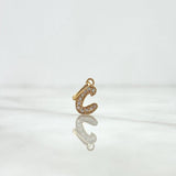 Dije Letra C Silueta 0.55gr / 2.1cm / Circones Blancos Oro Amarillo 18K *