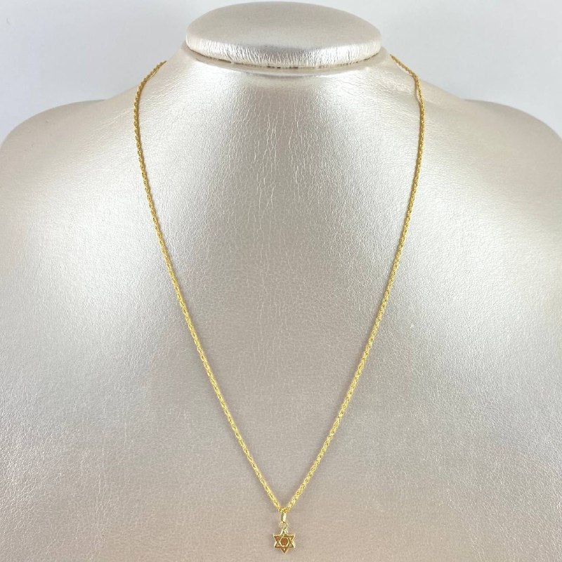 Cadena Lazo 0.9gr / 45cm / 1.2mm + Dije Estrella De David 0.3gr / 1.4cm Oro Amarillo (Oferta)